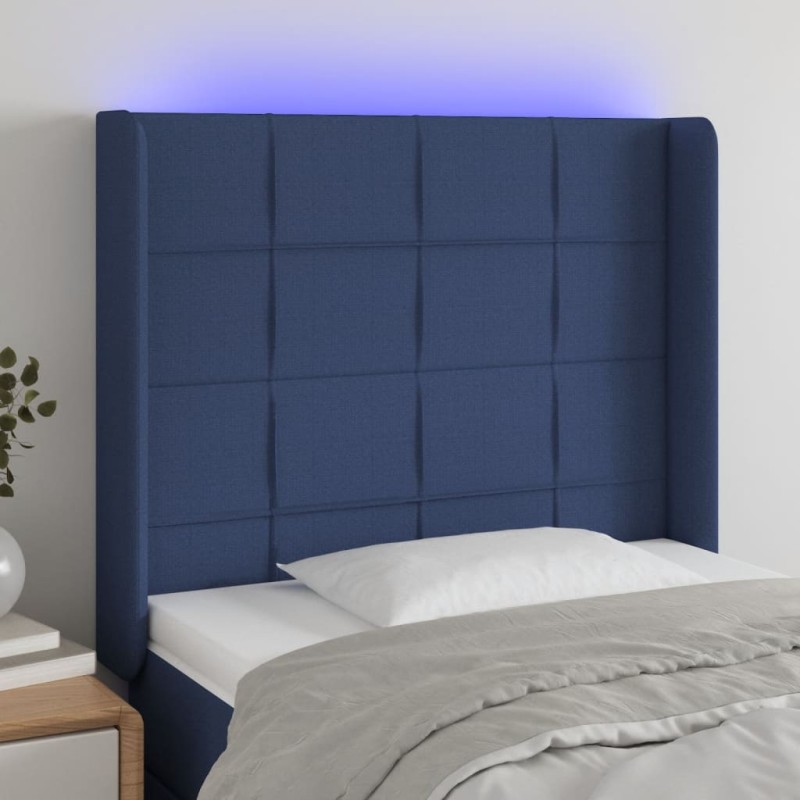 vidaXL Cabecero con LED de tela azul 93x16x118/128 cm vidaXL Cabecero con LED de tela azul 93x16x118/128 cm