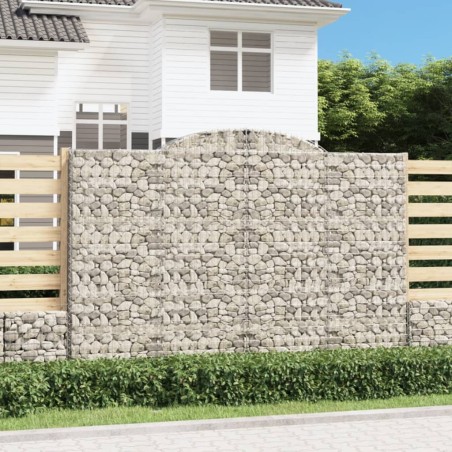 vidaXL Cestas de gaviones 3 uds forma de arco hierro 300x50x200/220 cm