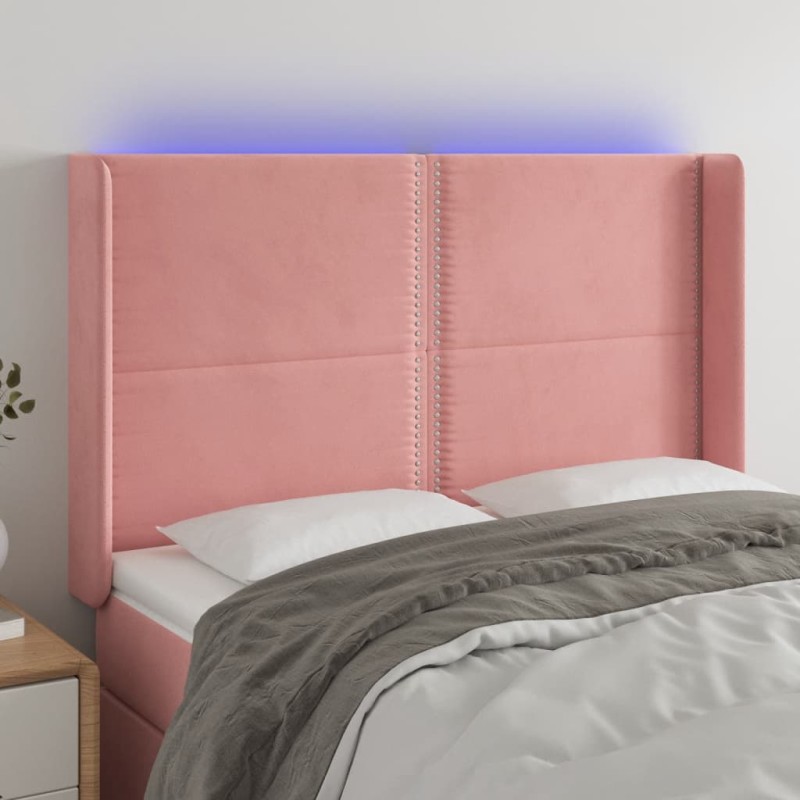 vidaXL Cabecero con LED de terciopelo rosa 147x16x118/128 cm vidaXL Cabecero con LED de terciopelo rosa 147x16x118/128 cm