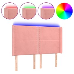 vidaXL Cabecero con LED de terciopelo rosa 147x16x118/128 cm