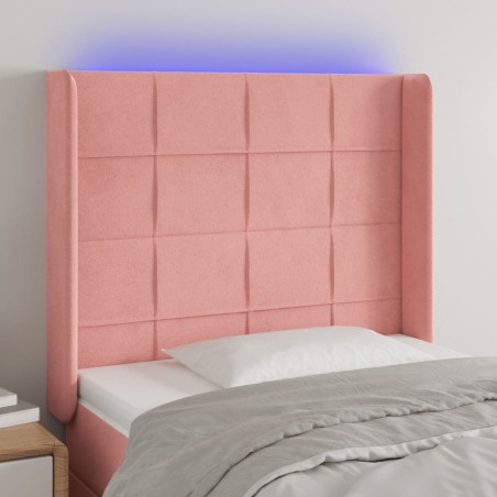 vidaXL Cabecero con LED de terciopelo rosa 83x16x118/128 cm