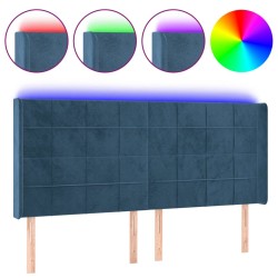 vidaXL Cabecero con LED de terciopelo azul oscuro 163x16x118/128 cm