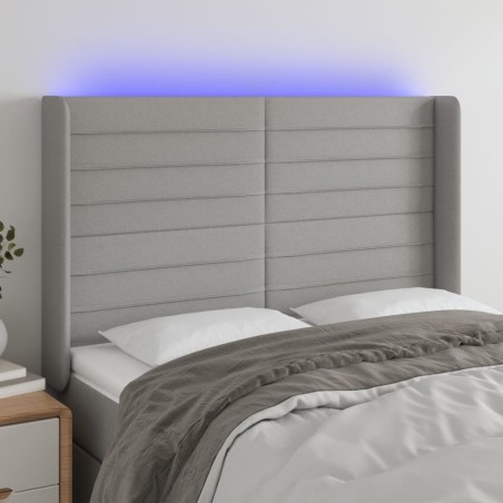 vidaXL Cabecero con LED de tela gris claro 147x16x118/128 cm