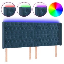 vidaXL Cabecero con LED de terciopelo azul oscuro 183x16x118/128 cm