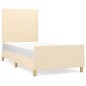 vidaXL Estructura de cama con cabecero de tela color crema 100x200 cm vidaXL Estructura de cama con cabecero de tela color crema 100x200 cm
