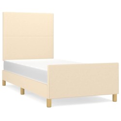 vidaXL Estructura de cama con cabecero de tela color crema 90x190 cm