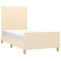 vidaXL Estructura de cama con cabecero de tela color crema 90x190 cm vidaXL Estructura de cama con cabecero de tela color crema 90x190 cm