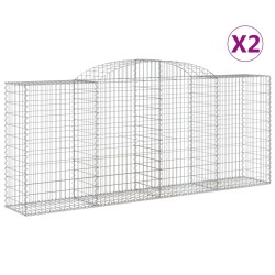 vidaXL Cestas de gaviones 2 uds forma de arco hierro 300x50x120/140 cm