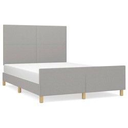 vidaXL Estructura de cama con cabecero de tela gris claro 140x200 cm