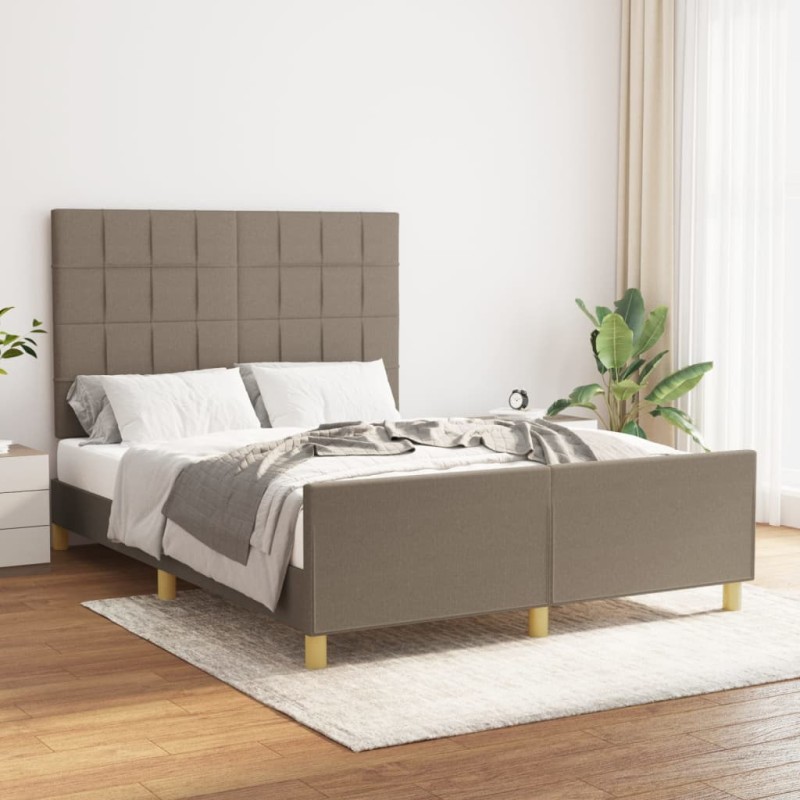 vidaXL Estructura de cama con cabecero de tela gris taupe 140x190 cm vidaXL Estructura de cama con cabecero de tela gris taupe 140x190 cm