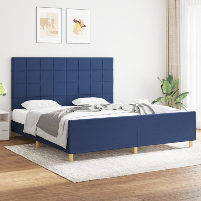 vidaXL Estructura de cama con cabecero de tela azul 180x200 cm