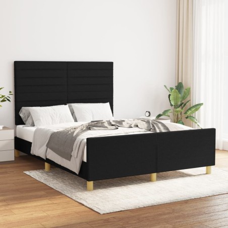 vidaXL Estructura de cama con cabecero de tela negro 140x200 cm