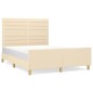 vidaXL Estructura de cama con cabecero de tela color crema 140x190 cm vidaXL Estructura de cama con cabecero de tela color crema 140x190 cm