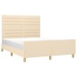 vidaXL Estructura de cama con cabecero de tela color crema 140x190 cm vidaXL Estructura de cama con cabecero de tela color crema 140x190 cm