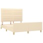vidaXL Estructura de cama con cabecero de tela color crema 140x190 cm vidaXL Estructura de cama con cabecero de tela color crema 140x190 cm