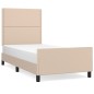 vidaXL Estructura de cama cabecero cuero sintético capuchino 90x200 cm vidaXL Estructura de cama cabecero cuero sintético capuchino 90x200 cm
