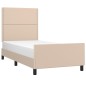 vidaXL Estructura de cama cabecero cuero sintético capuchino 90x200 cm vidaXL Estructura de cama cabecero cuero sintético capuchino 90x200 cm