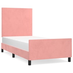 vidaXL Estructura de cama con cabecero de terciopelo rosa 80x200 cm