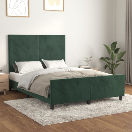 vidaXL Estructura cama con cabecero terciopelo verde oscuro 140x200 cm