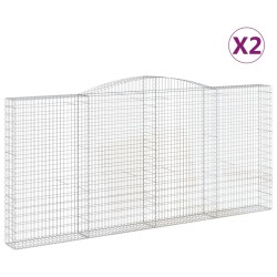 vidaXL Cestas de gaviones 2 uds forma de arco hierro 400x30x180/200 cm