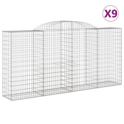 vidaXL Cestas de gaviones 9 uds forma de arco hierro 300x50x140/160 cm