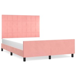 vidaXL Estructura de cama con cabecero de terciopelo rosa 140x200 cm