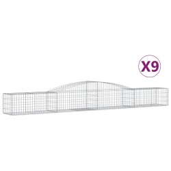 vidaXL Cestas de gaviones 9 uds forma de arco hierro 400x50x40/60 cm