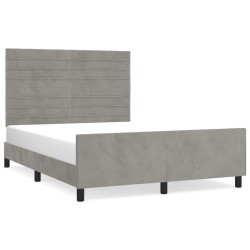 vidaXL Estructura de cama con cabecero terciopelo gris claro 140x190cm