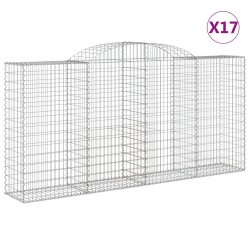 vidaXL Cestas gaviones 17 uds forma de arco hierro 300x50x140/160 cm