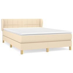 vidaXL Cama box spring con colchón tela color crema 140x200 cm