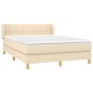 vidaXL Cama box spring con colchón tela color crema 140x200 cm vidaXL Cama box spring con colchón tela color crema 140x200 cm