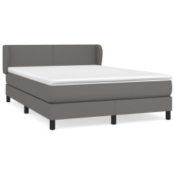 vidaXL Cama box spring con colchón cuero sintético gris 140x190 cm