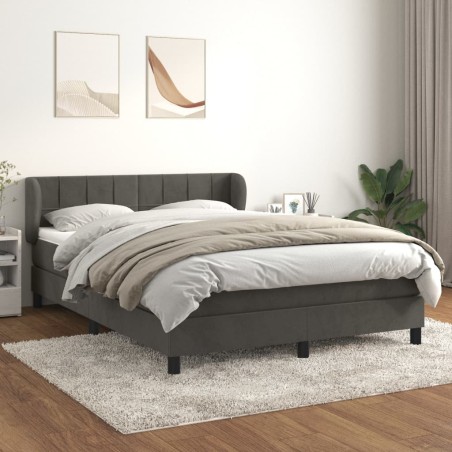 vidaXL Cama box spring con colchón terciopelo gris oscuro 140x200 cm
