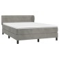 vidaXL Cama box spring con colchón terciopelo gris claro 140x200 cm