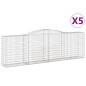 vidaXL Cestas de gaviones 5 uds forma de arco hierro 400x50x120/140 cm