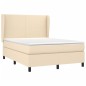 vidaXL Cama box spring con colchón tela color crema 140x190 cm vidaXL Cama box spring con colchón tela color crema 140x190 cm