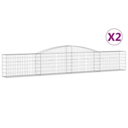 vidaXL Cestas de gaviones 2 uds forma de arco hierro 400x30x60/80 cm