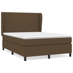 vidaXL Cama box spring con colchón tela marrón oscuro 140x190 cm