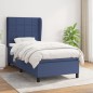 vidaXL Cama box spring con colchón tela azul 90x200 cm