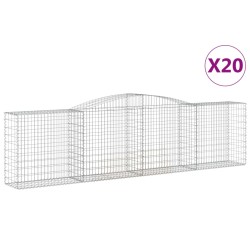 vidaXL Cestas de gaviones 20 uds forma de arco hierro 400x50x100/120cm