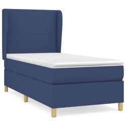 vidaXL Cama box spring con colchón tela azul 100x200 cm
