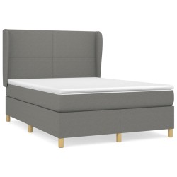 vidaXL Cama box spring con colchón tela gris oscuro 140x200 cm