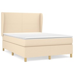 vidaXL Cama box spring con colchón tela color crema 140x200 cm