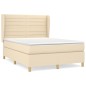 vidaXL Cama box spring con colchón tela color crema 140x190 cm vidaXL Cama box spring con colchón tela color crema 140x190 cm
