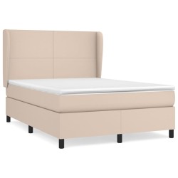 vidaXL Cama box spring con colchón cuero sintético capuchino 140x190cm