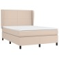 vidaXL Cama box spring con colchón cuero sintético capuchino 140x190cm vidaXL Cama box spring con colchón cuero sintético capuchino 140x190cm
