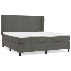 vidaXL Cama box spring con colchón terciopelo gris oscuro 160x200 cm