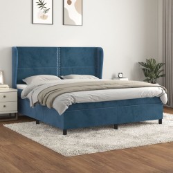 vidaXL Cama box spring con colchón terciopelo azul oscuro 160x200 cm