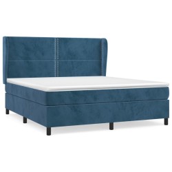 vidaXL Cama box spring con colchón terciopelo azul oscuro 160x200 cm