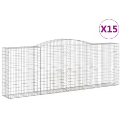 vidaXL Cestas de gaviones 15 uds forma de arco hierro 400x50x140/160cm